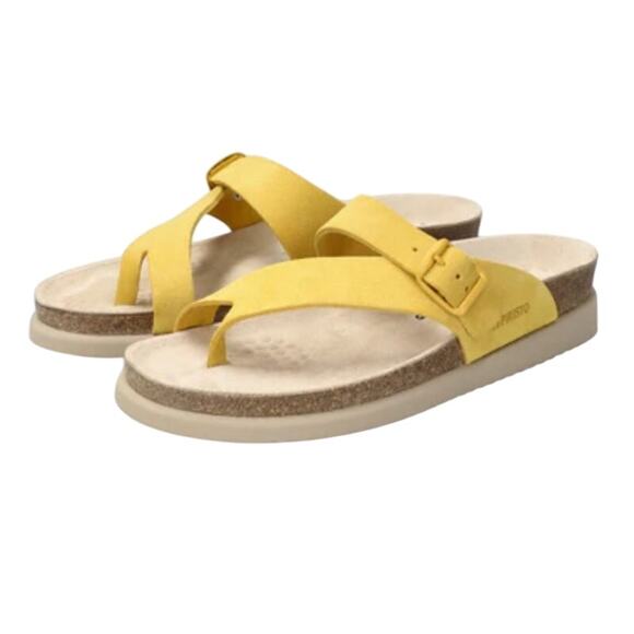 Mephisto Yellow Toe Loop Helen Brights Leather Sandals Size 38